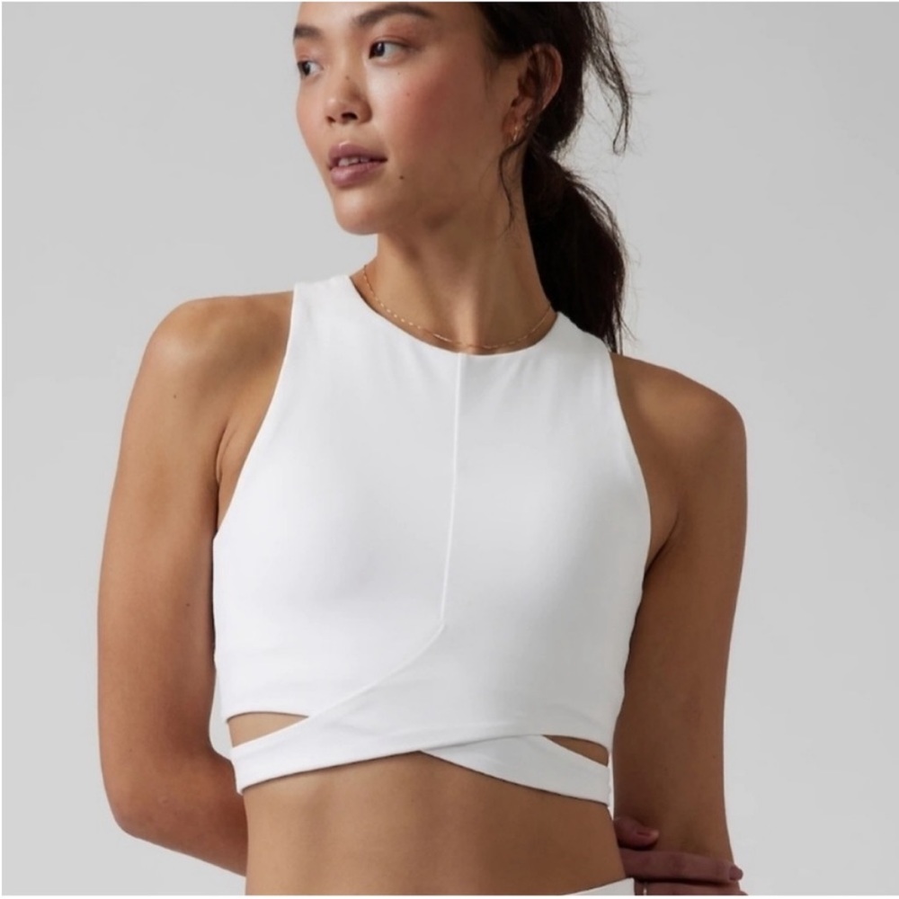 Athleta Women's Conscious Cut Out White Crop Tank Top, Size Large, NWT